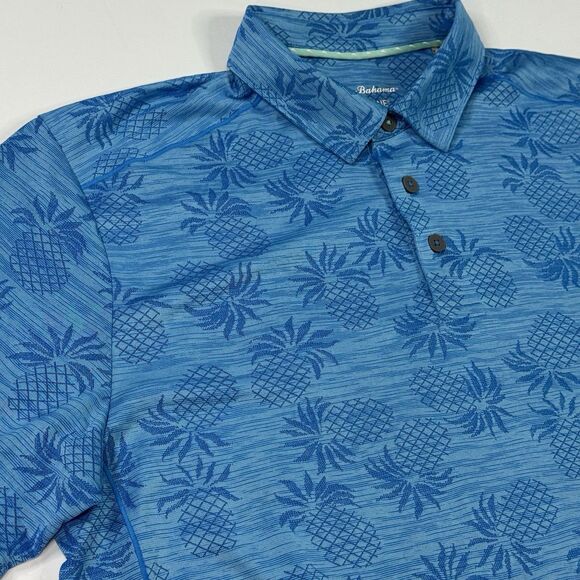 Tommy Bahama Mens Island Zone Pineapple Performance Golf Polo Shirt Blue Size L - Picture 4 of 7